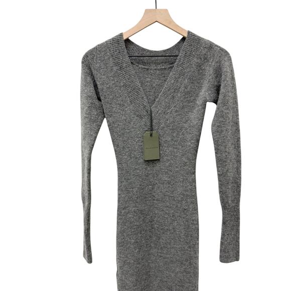 NWT AllSaints Sedona Midi Dress‎ Wool Alpaca Charcoal Grey Women’s Size Medium - Picture 6 of 12